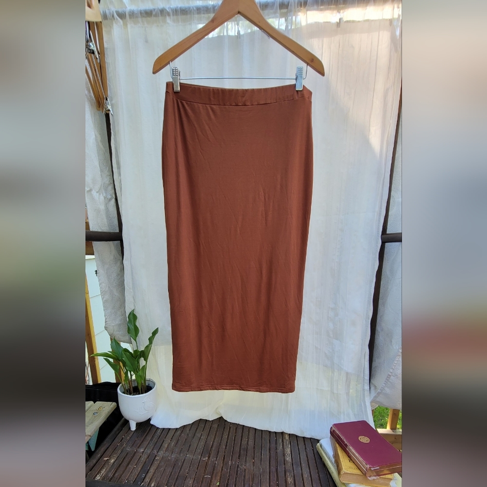 Makemechic Pencil Skirt New With Tags Solid Brown Skirt Size XL